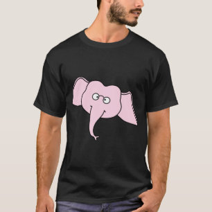 Camiseta Elefante cor-de-rosa com vidros. Desenhos animados