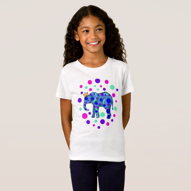Camiseta Elefante Coroado com Camisa-T da Bolinhas (Frente Completa)