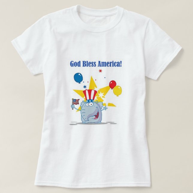 Camiseta Elefante da América do deus abençoe (Frente do Design)