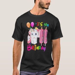 Camiseta Elefante da Girafa É o meu 11 de Aniversário Elétr