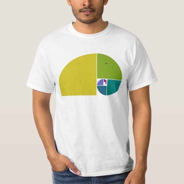 Camiseta Elefante da razão do ouro - Espiral Fibonacci 1 (Frente)