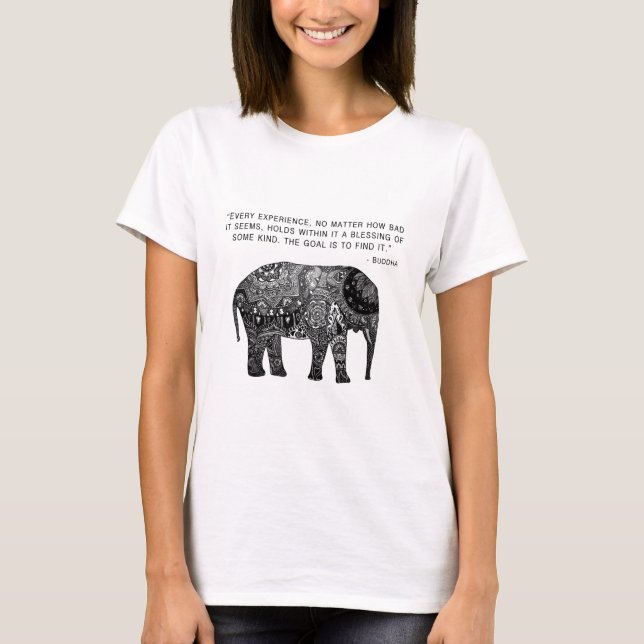 Camiseta Elefante da sabedoria do Henna de Buddha (Frente)