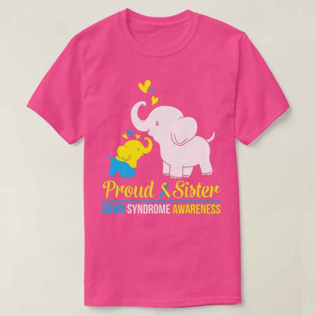 Camiseta Elefante dança Juntos Síndrome de Irmã Orgulhosa (Frente do Design)