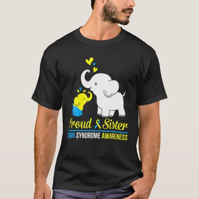 Camiseta Elefante dança Juntos Síndrome de Irmã Orgulhosa (Frente)