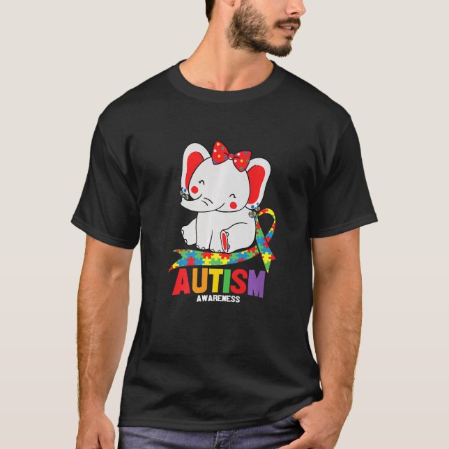 Camiseta Elefante de consciência Mãe Vestindo Ouvidos Autis (Frente)
