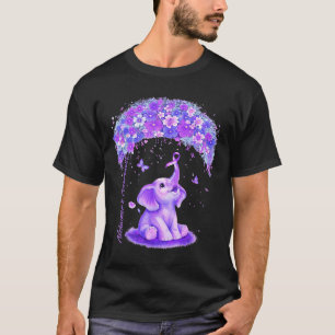 Camiseta elefante de conscientização sobre alzheimer flor l