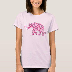 Camiseta Elefante de Corações Rosa