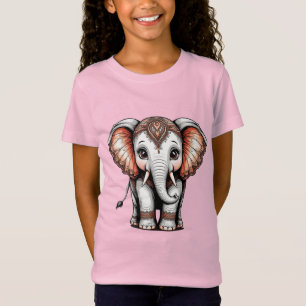 Camiseta Elefante de Desenho Animado Decorativo