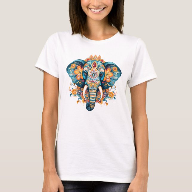 Camiseta Elefante de estilo boêmico (Frente)