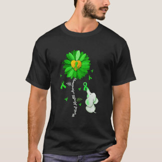 Camiseta Elefante de Fita Verde da Conscientização sobre Sa