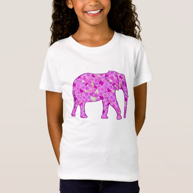 Camiseta Elefante de flor - orquídea e magenta (Frente)