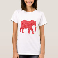Elefante de flor - vermelho profundo e coral