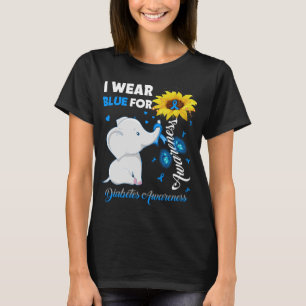 Camiseta Elefante De Girassol Eu Visto Azul Para Diabetes