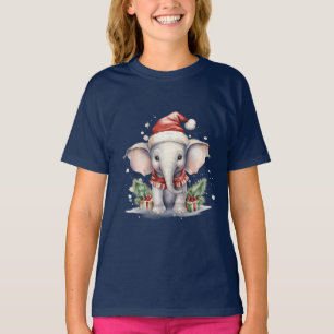 Camiseta Elefante de Natal Fofo