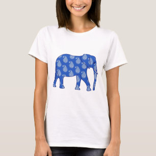 Camiseta Elefante de Paisley - azul de cobalto e branco
