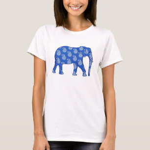 Camiseta Elefante de Paisley - azul de cobalto e branco