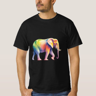 Camiseta Elefante de Safari Arco-íris Vibrante