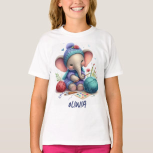 Camiseta Elefante de tricotagem com aquarela