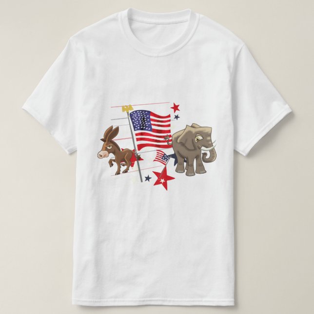 Camiseta Elefante Democrata e Republicano (Frente do Design)