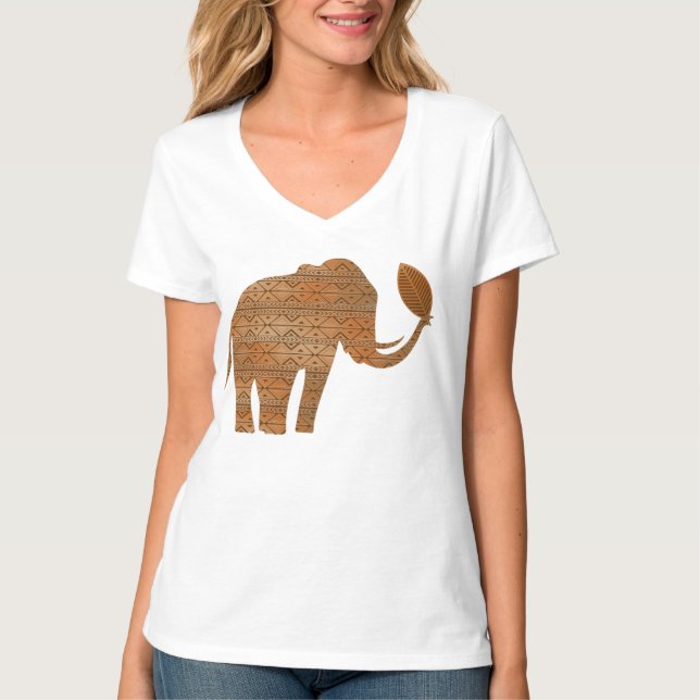 Camiseta Elefante - Design de Arte Tribal (Frente)