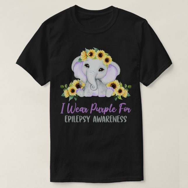 Camiseta Elefante Do Dia Púrpura Eu Visto Roxo Para Epileps (Frente do Design)