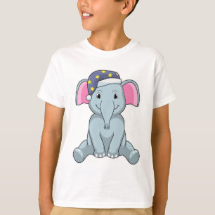 Camiseta Elefante dormindo com boné noturno