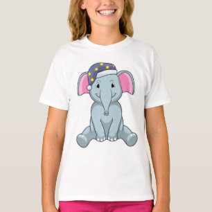 Camiseta Elefante dormindo com boné noturno