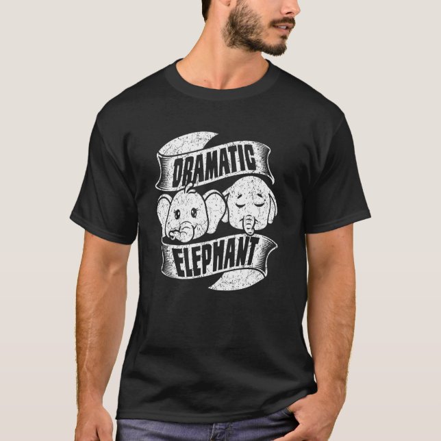 Camiseta Elefante Dramático Para Homens Animais Selvagens 1 (Frente)