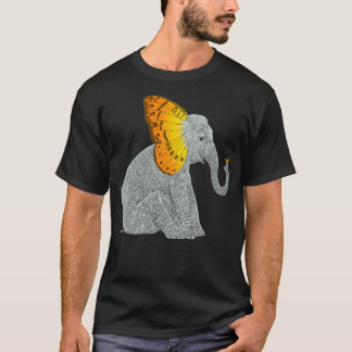 Camiseta Elefante E Borboleta