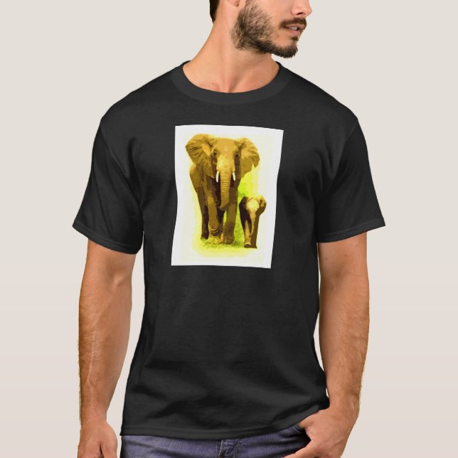 Camiseta Elefante e Elefante Bebê Andando (Frente)