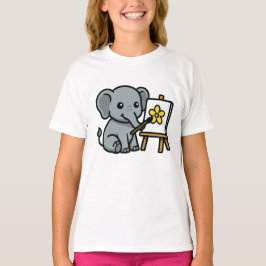 Camiseta elefante e flor