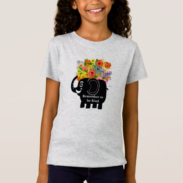 Camiseta elefante e flores (Frente)