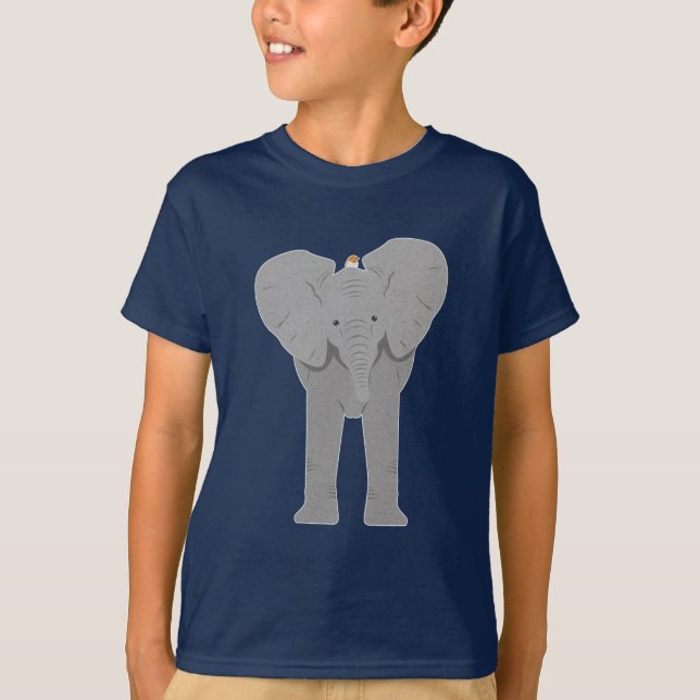 Camiseta elefante e pássaro (Frente)