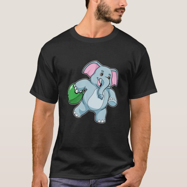 Camiseta Elefante em Boliches com Bola de boliche (Frente)