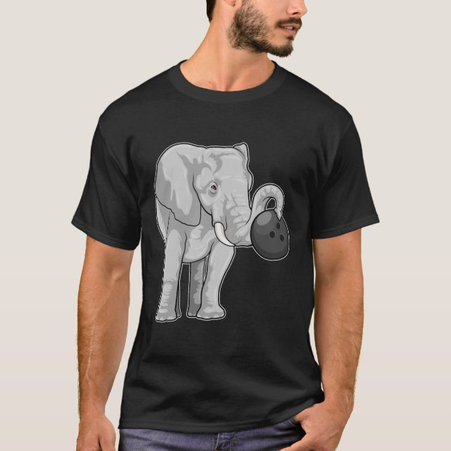 Camiseta Elefante em Boliches com Bola de boliche (Frente)