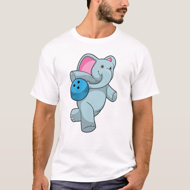 Camiseta Elefante em Boliches com Bola de boliche (Frente)