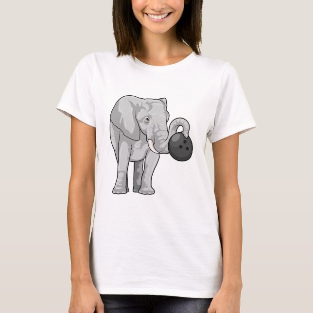 Camiseta Elefante em Boliches com Bola de boliche (Frente)