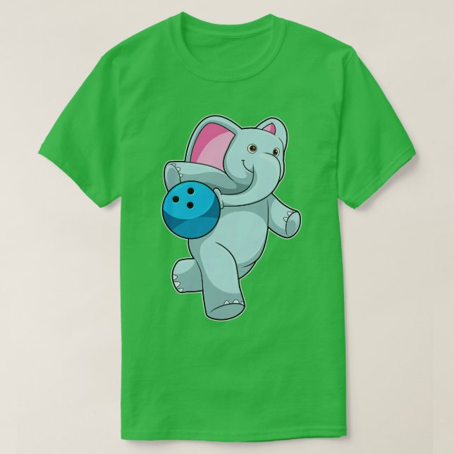 Camiseta Elefante Em Boliches Com Bola de boliche (Frente do Design)