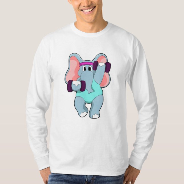 Camiseta Elefante em Fortalecimento com Dumbbells (Frente)