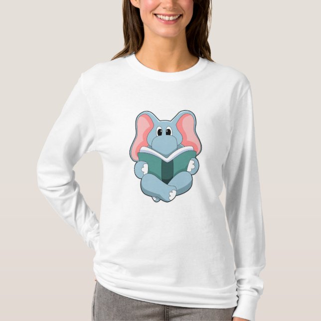Camiseta Elefante em Leitura com Livro (Frente)