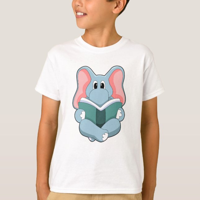 Camiseta Elefante em Leitura com Livro (Frente)