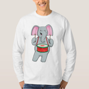 Camiseta Elefante em Música com Tambor
