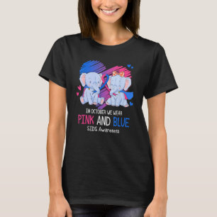 Camiseta Elefante Em Outubro Nós Vestimos Pink E Blue SIDS