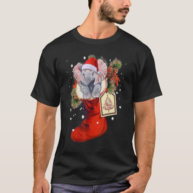 Camiseta Elefante Em Papais noeis Xmas Da Árvore De Natal D (Frente)