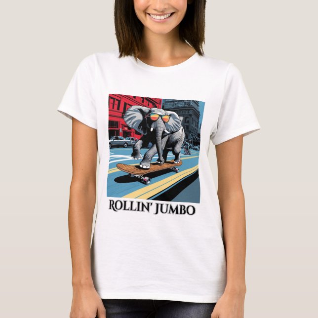 Camiseta Elefante em skate (Frente)