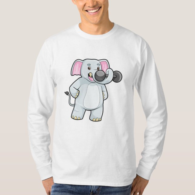 Camiseta Elefante em Strenght treinando Dumbbell (Frente)