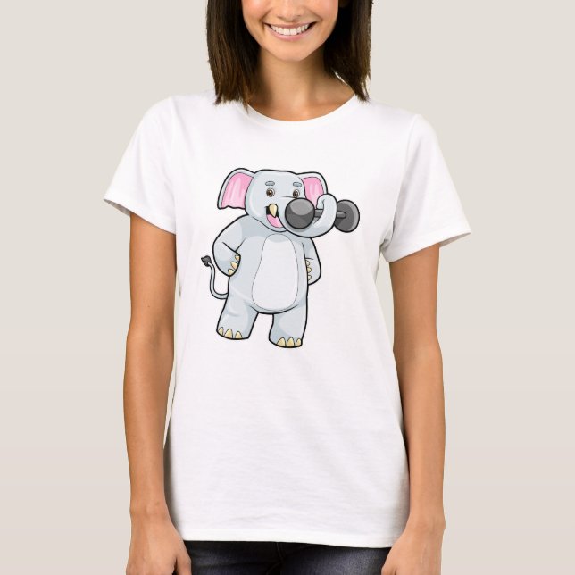 Camiseta Elefante em Strenght treinando Dumbbell (Frente)