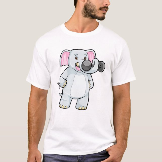 Camiseta Elefante em Strenght treinando Dumbbell (Frente)