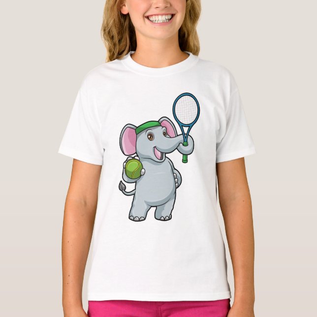 Camiseta Elefante em Tênis com raquete Tênis (Frente)