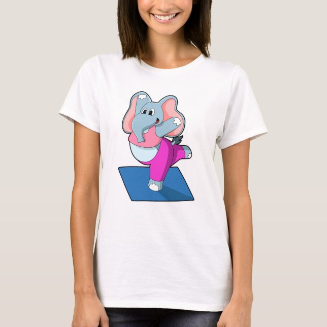 Camiseta Elefante em Yoga Stretching (Frente)